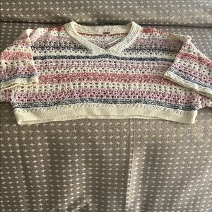 NWOT Striped Crochet Knit Sweater/short set size S